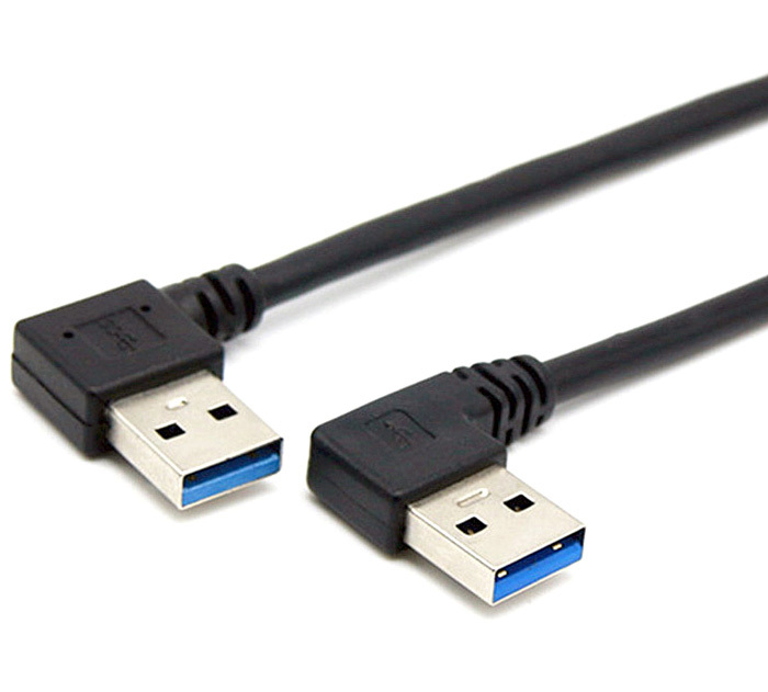 USB 3.0 prodlužovací kabel, zahnutý, samec-samec