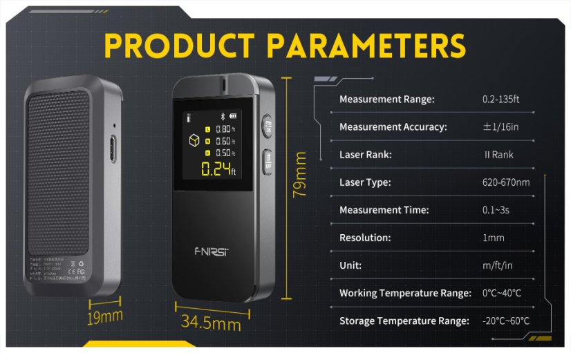 FNIRSI IR40 - Laser Distance Meter with Bluetooth and USB-C