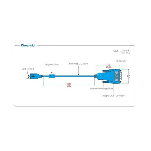 Profesionální RS-232 do USB Adaptér FTDI