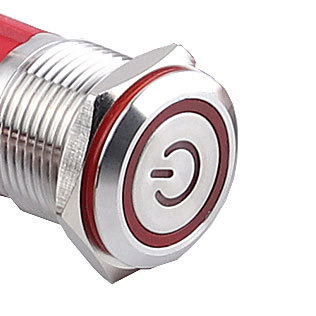 LED tlačítkový spínač 220V, 10A, 19mm - Vodotěsný IP67