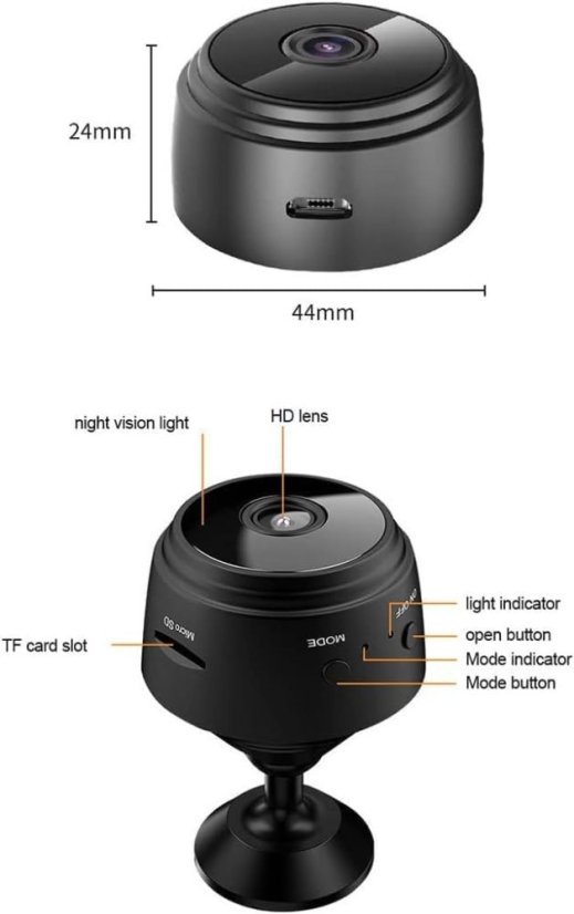 A9 Mini WiFi IP Kamera, vysoce kvalitní video