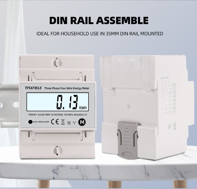 TXM301 Three-Phase Digital Electric Meter for DIN Rail
