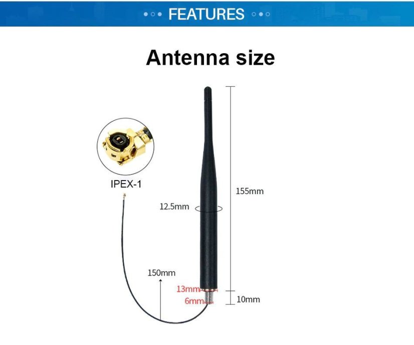 TX868-JZLW-15 868MHz 3.0 dBi IPEX LoRa Antenna
