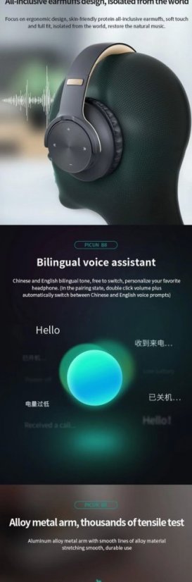 B8 Foldable Bluetooth Headphones with Microphone - Stereo, Wireless, Perfect Sound