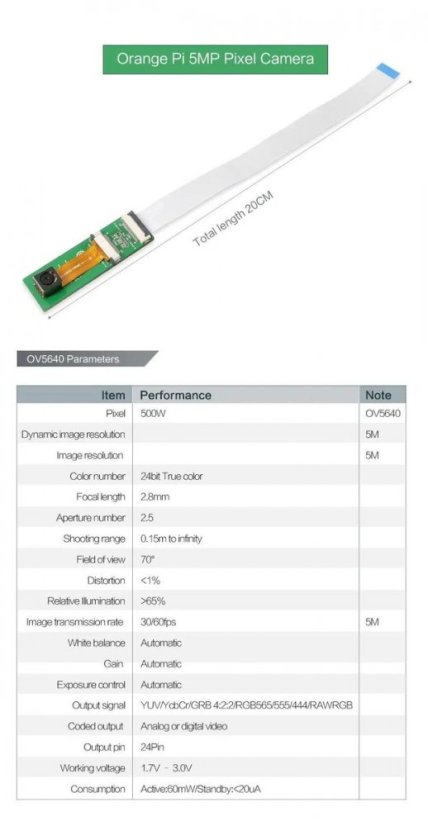Širokoúhlá kamera Orange Pi 5MP OV5640