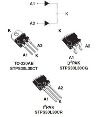 STPS30L30CT 30V, 30A duálny Low Drop Schottky dioda