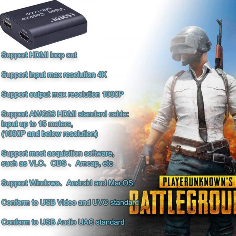 HDMI na USB Převodník s Loop a Capture funkcí