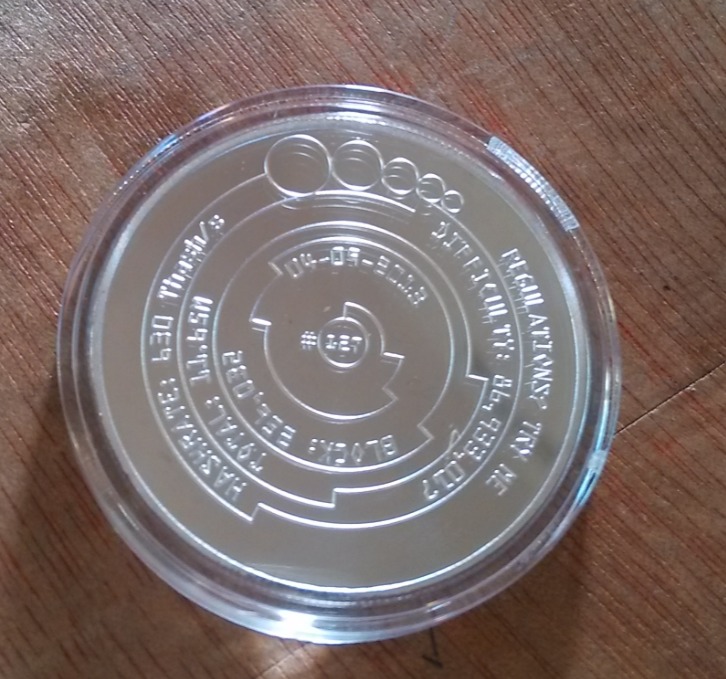 Stříbrná mince Bitcoin 40 mm