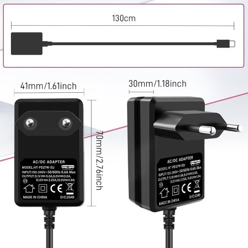 USB-C napájecí adaptér 27W pre Raspberry Pi 5