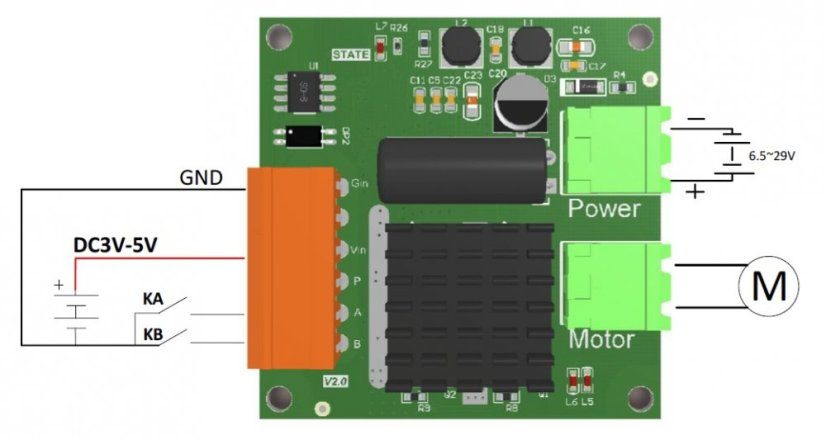 16A 12V-24V Ovladač DC Motoru s H-Bridge PWM