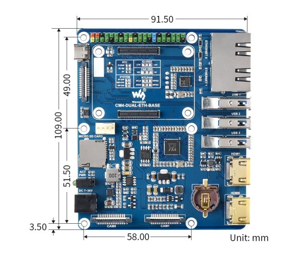CM4-DUAL-ETH-BASE Raspberry Pi Compute Module 4 base board