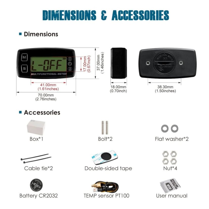 RL-HM035T Multifunkční Měřič Otáček a Hodin