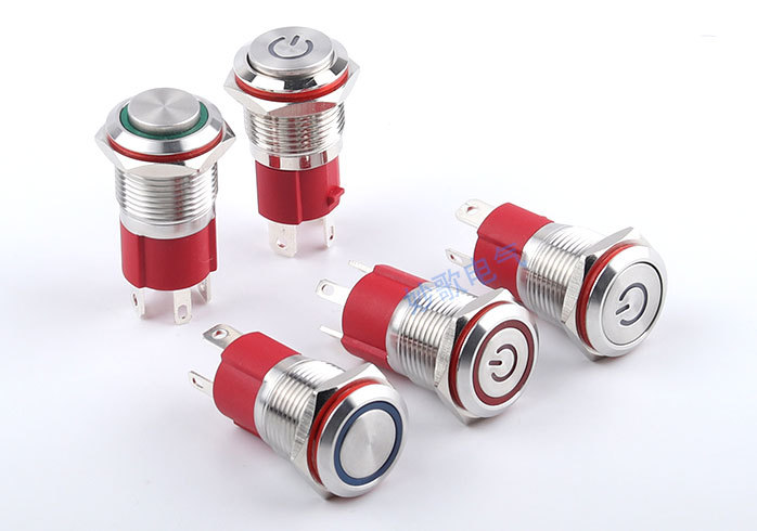 LED tlačítkový spínač 220V, 10A, 19mm - Vodotěsný IP67