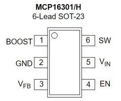 MCP16301T-E/CH Synchronous Step-Down Converter 0.6A