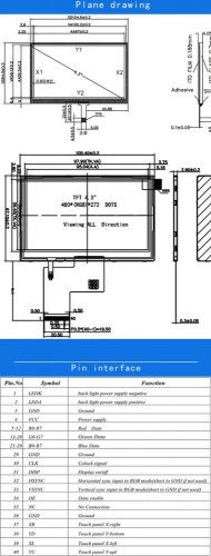4.3" TFT LCD displej 480x272 RT 40pin
