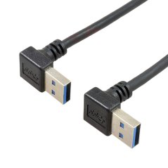USB 3.0 prodlužovací kabel, zahnutý, samec-samec