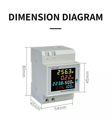 D52-2066 Multifunkční měřič s LCD displejem na DIN lištu AC - Rozsah měření AC napětí: 200-450V