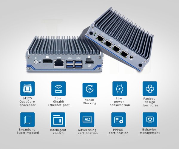 Nano N1041 J4125 Průmyslové Mini PC - Barebone, Fanless