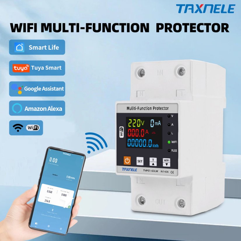 TVPS1-63LW Tuya WiFi Intelligent Surge and Under-Voltage Protection 63A