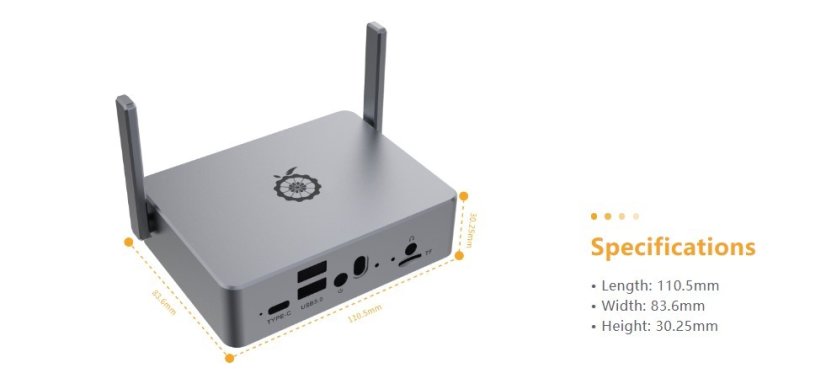 Kryt pro vývojovou desku Orange Pi 5 Plus s anténami
