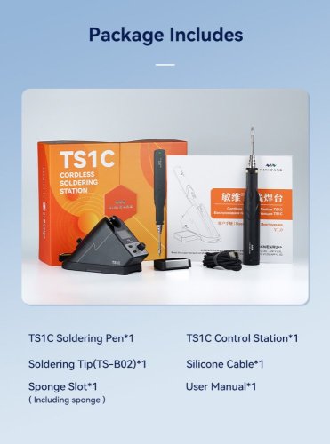 Bezšňůrová digitální pájecí stanice TS1C s OLED displejem