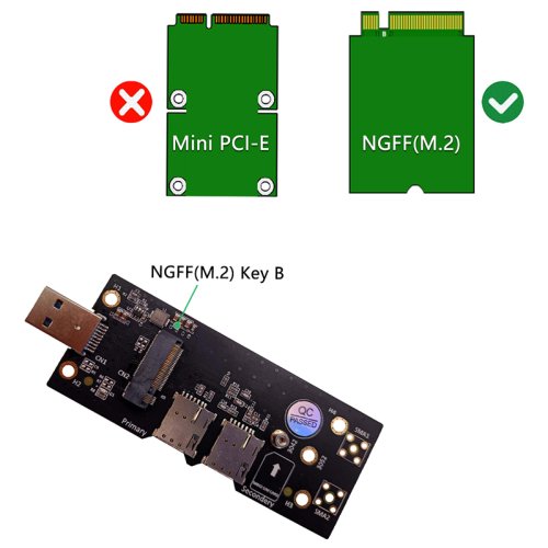 Adaptér M.2 NGFF Key B na USB 3.0 s 6pinovým slotem pro 2 SIM karty