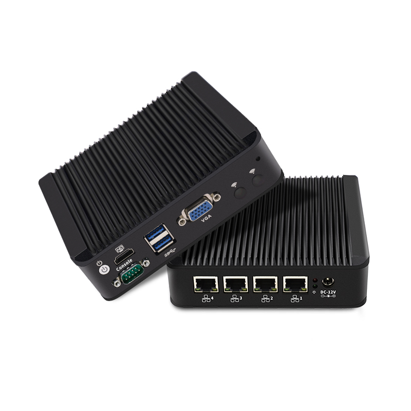 N25 Mini PC s Intel Celeron J4125 a 4 LAN porty, bezventilátorový barebone