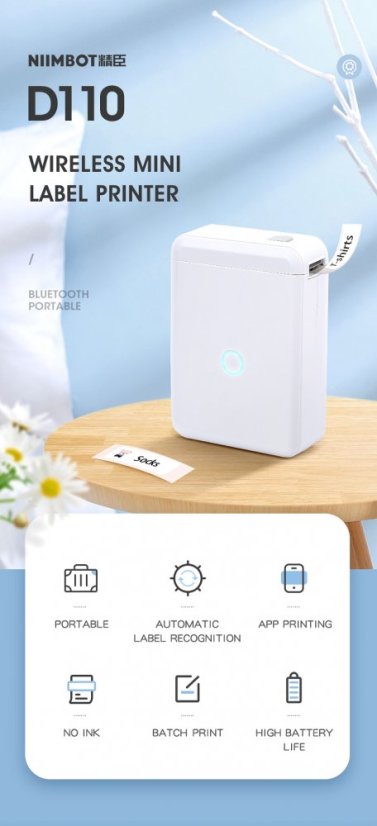 Niimbot D110 Wireless Label Printer - Fast and Efficient Thermal Printing