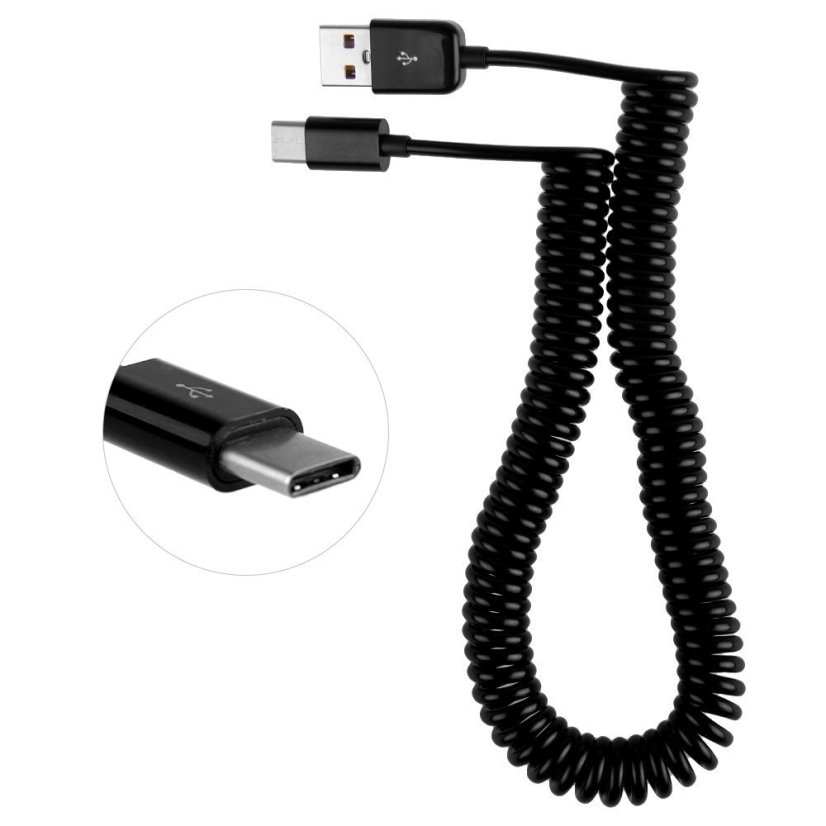 UC-318-BK USB 3.1 C/M - USB 2.0 A/M, Black, 3m, Spring Cable