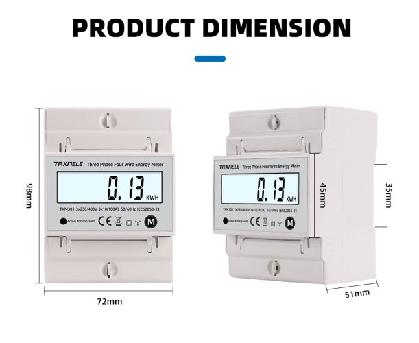 TXM301 Třífázový digitální elektroměr na DIN lištu