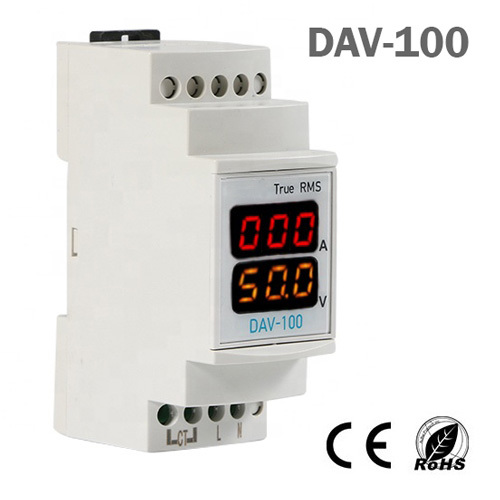 DAV-100 Single-Phase LED Ampere and Voltmeter DIN