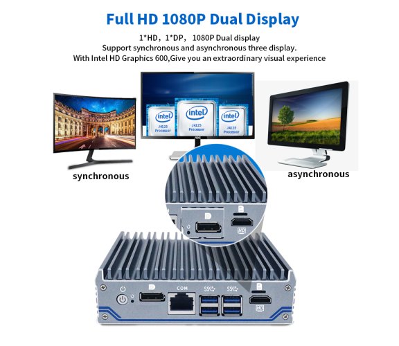 Nano N1041 J4125 Průmyslové Mini PC - Barebone, Fanless