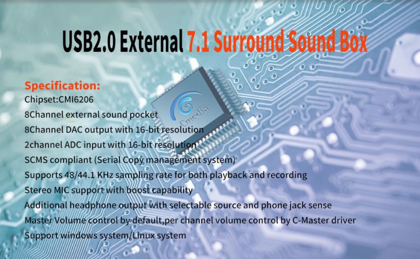 YEY 7.1 USB externí zvuková karta s 8CH DAC a 2CH ADC