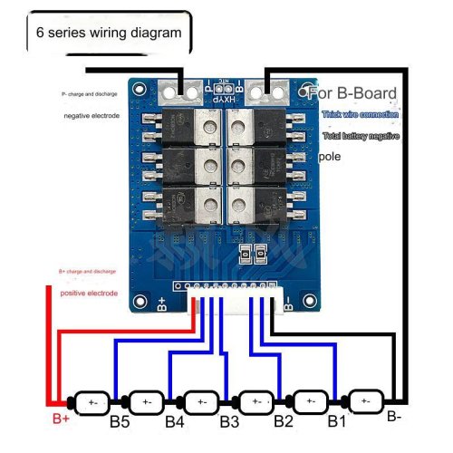 BMS 6--xS 18A pro Li-Ion články - Model: HXYP-6-6S-SH20TA 25.2V