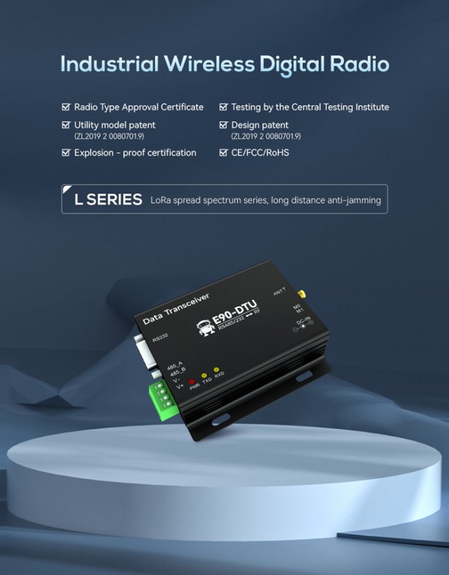 E90-DTU L-série LoRa datová přenosová stanice - Model: E90-DTU(433L33)-V8