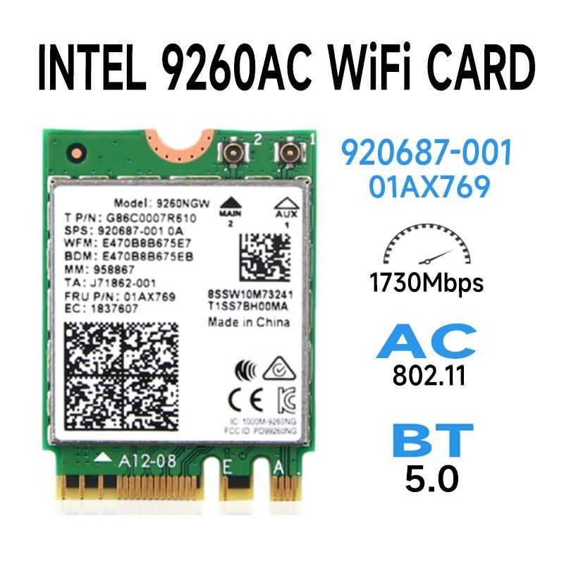 Intel 9260NGW WiFi 5 Mini M.2 Card
