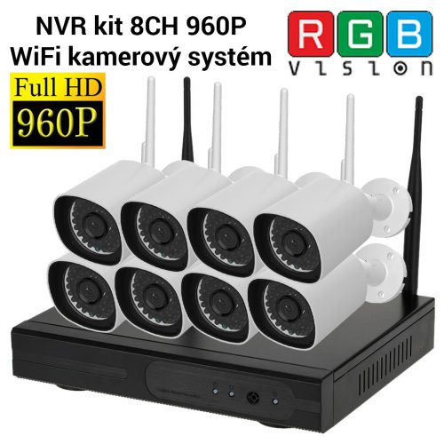 RGB-8H21A-WT 8CH Bezdrátový IP kamerový set - NVR WiFi kit + 8x 1080p IP Kamery
