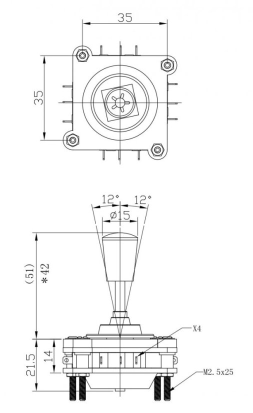 Joystickový spínač 2 osy 5A@250V IP65