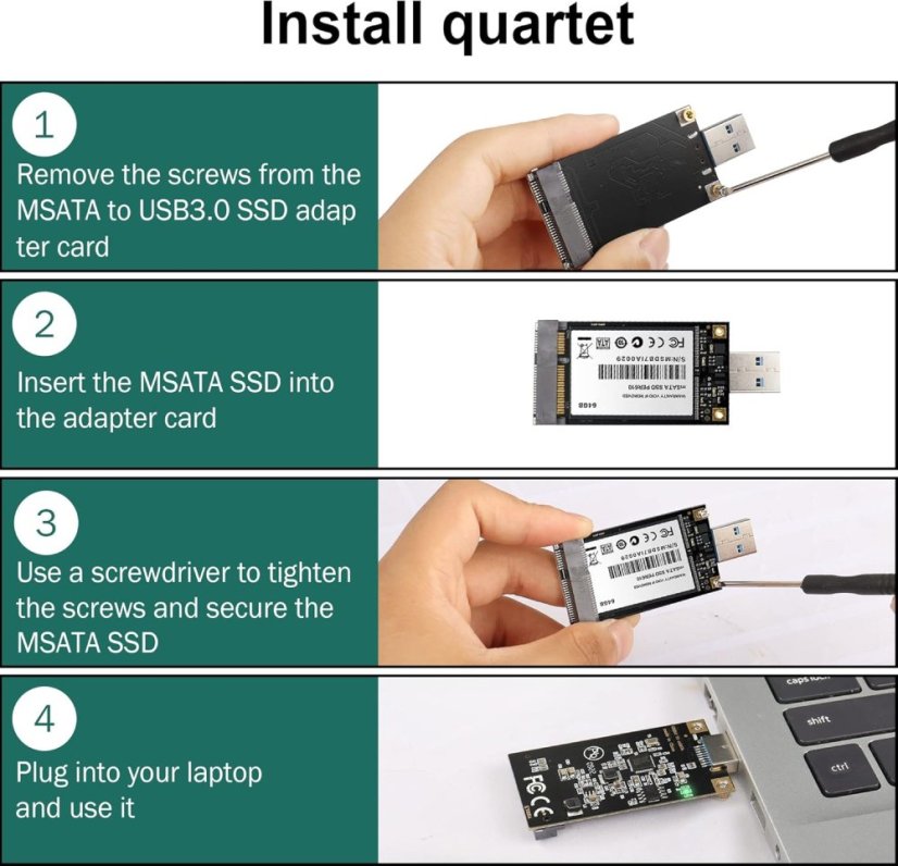 mSATA na USB 3.0 adaptér SSD disku ASM1153E KY205A