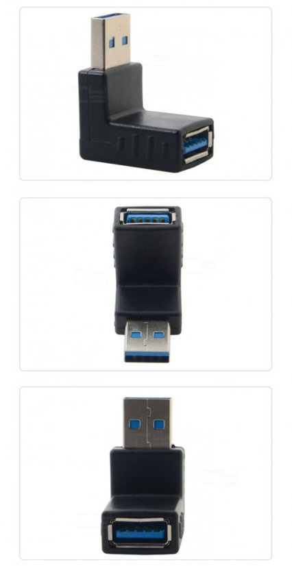 Rohový USB 3.0 adaptér - L tvar, MALE - FEMALE