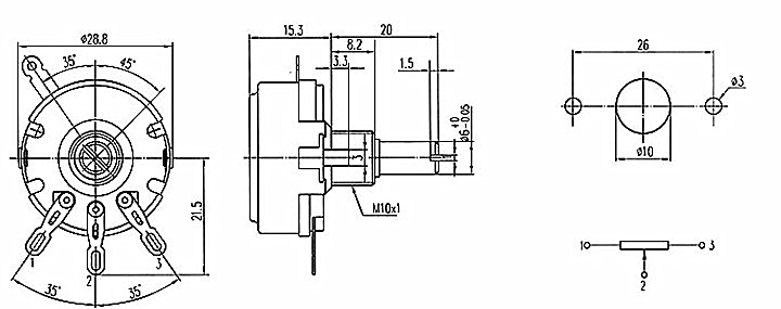 Potenciometr WTH118-1A-330K2W 330K Ohm lineární 2W