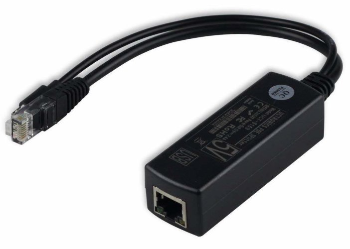 Micro USB PoE Splitter 48V na 5V 2.4A pro Raspberry Pi a tablety