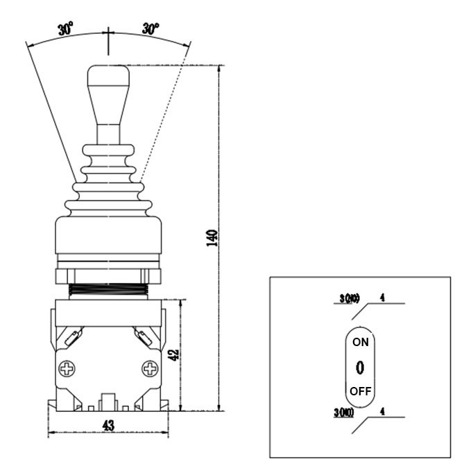 Joystickový spínač s pákovým ovladačem 1 osa 10A MONOLEVER SWITCH