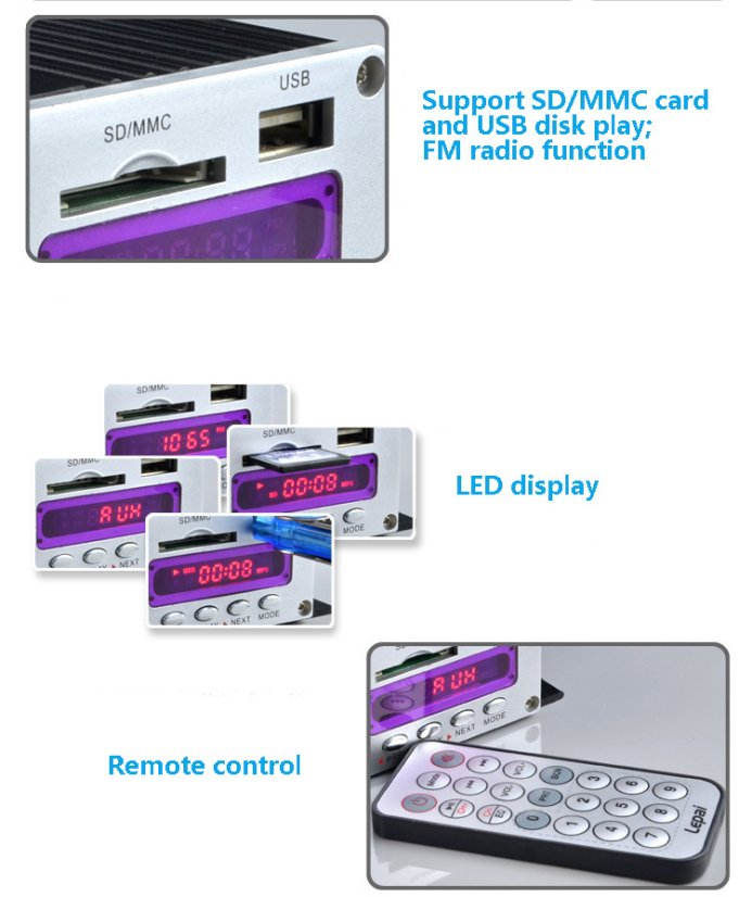 Lepy LP-A7USB 2x35W digitálny zosilňovač
