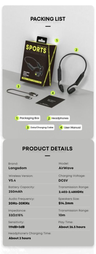AirWave BE10 otevřená sluchátka pro sport - Barva: Bílá