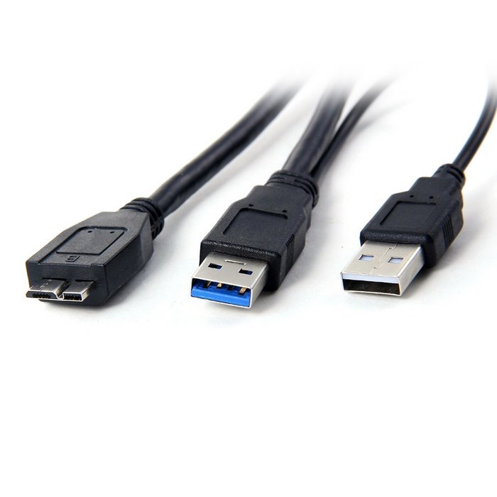 Micro USB B 3.0 kabel s napájecím kabelem pro externí disky