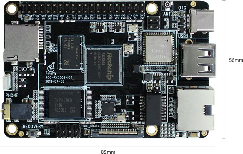 ROC-RK3308-CC 256M/8GB - Čtyřjádrová 64-bit AIoT základní deska