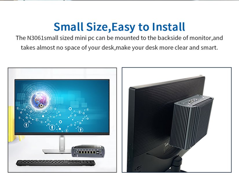 Nano N3061, 6 LAN, bez ventilátorů, průmyslový barebone počítač