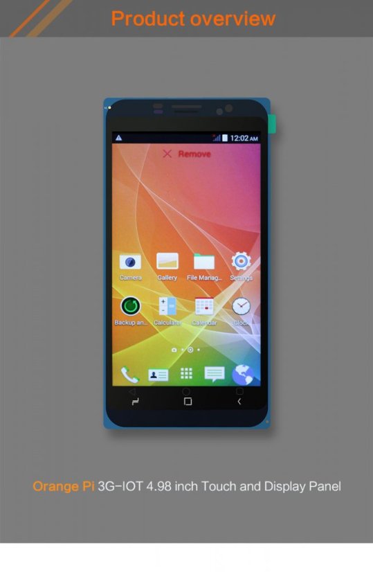 OtangePi 4.98" TFT Displej pro 3G IOT Desky