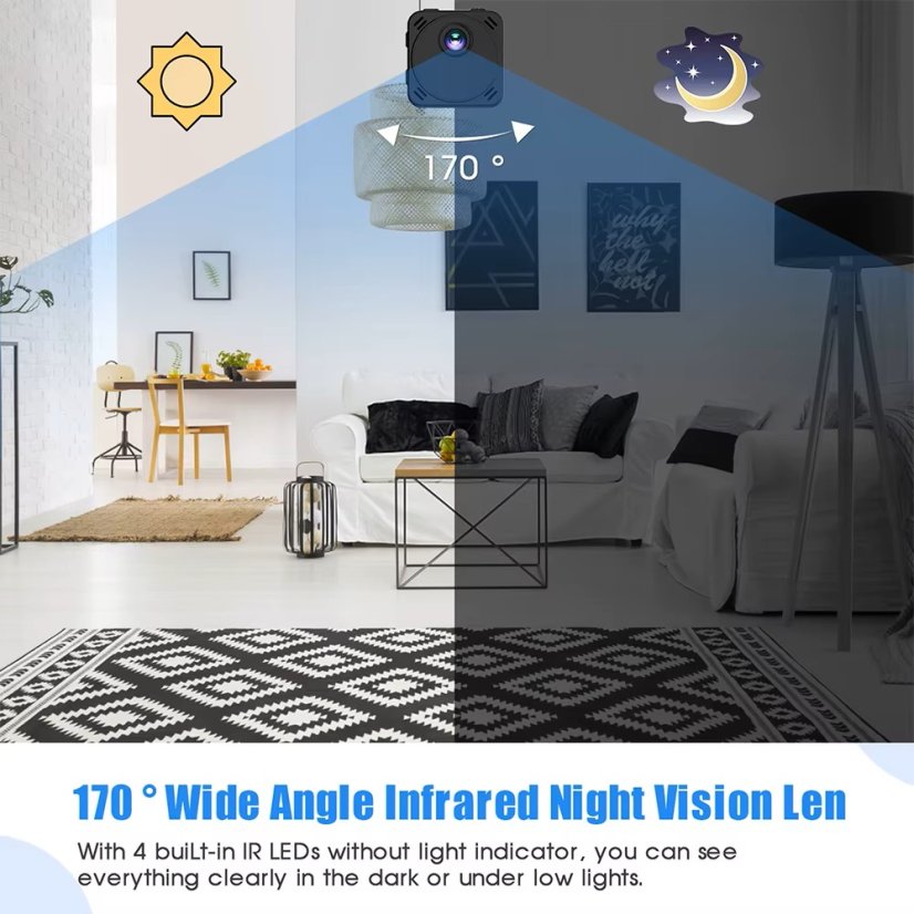 R89 Mini WiFi IP Kamera, vysoce kvalitní video